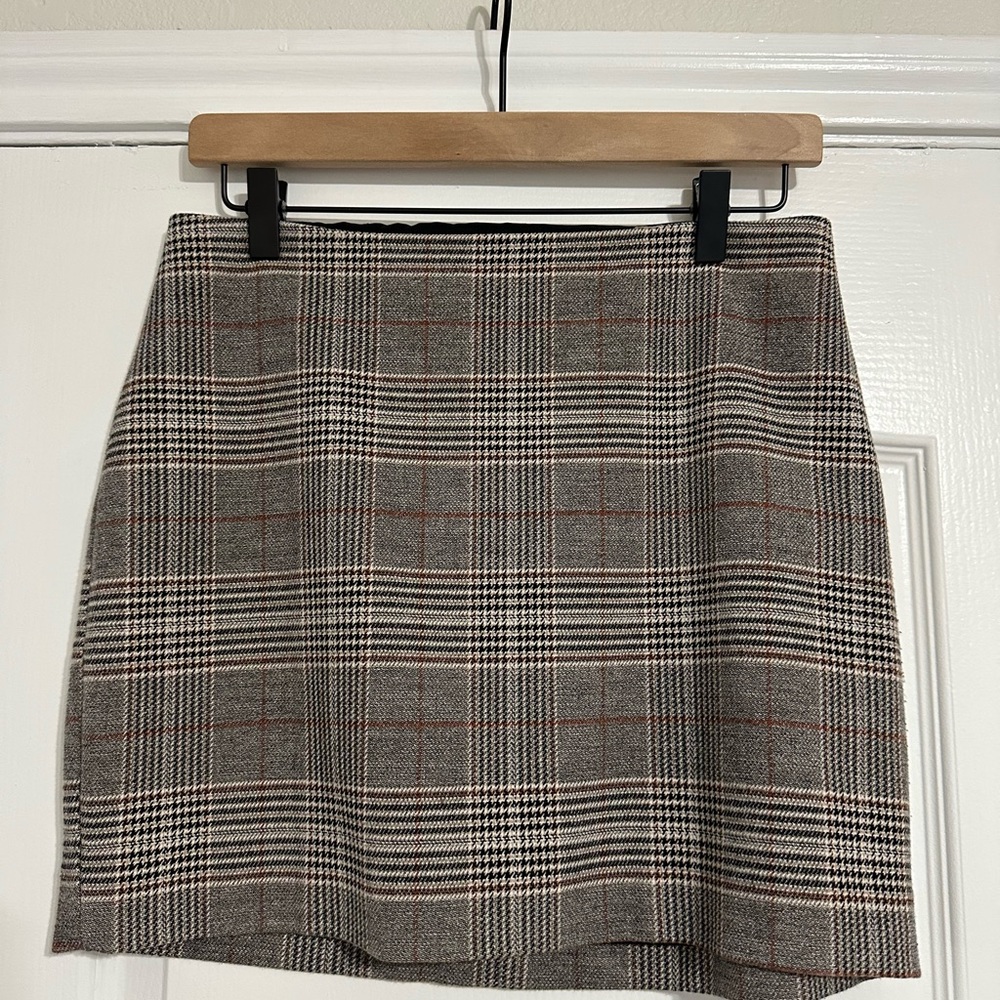 Express Black and Gray Plaid Mini Skirt